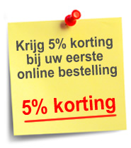 Bestel nu en ontvang eenmalig 5% korting op alle produkten.